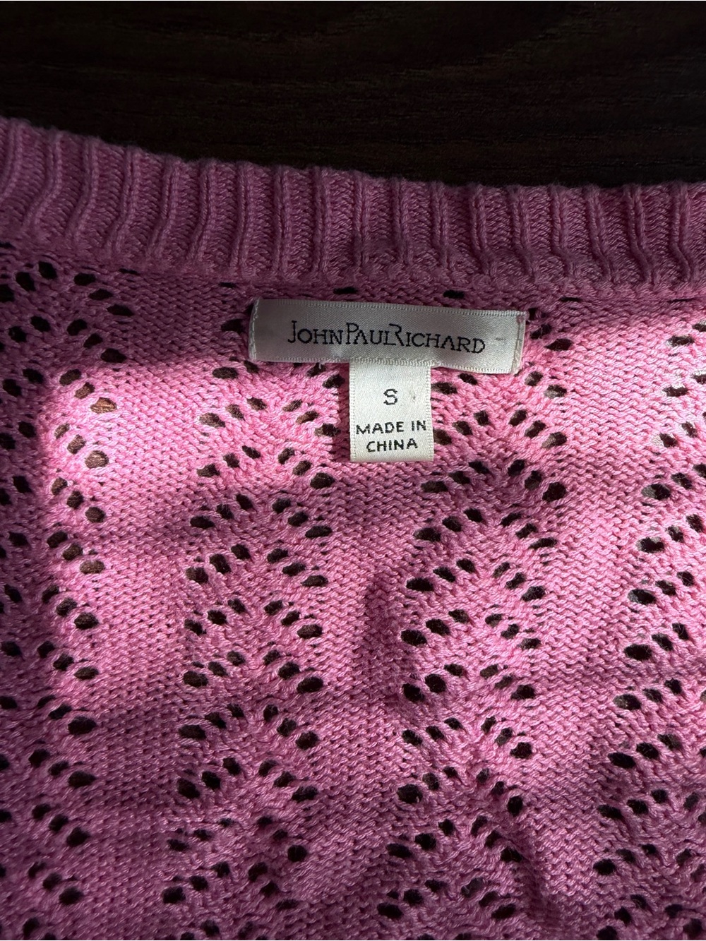 JohnPaulRichard Rose Pink Short-Sleeve Openwork V-Neck Cardigan - Picture 7 of 14